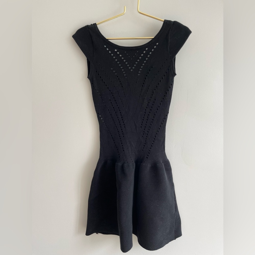 MAJE Eryne Black Dress Mini Drop Waist Cap Sleeve Size 1